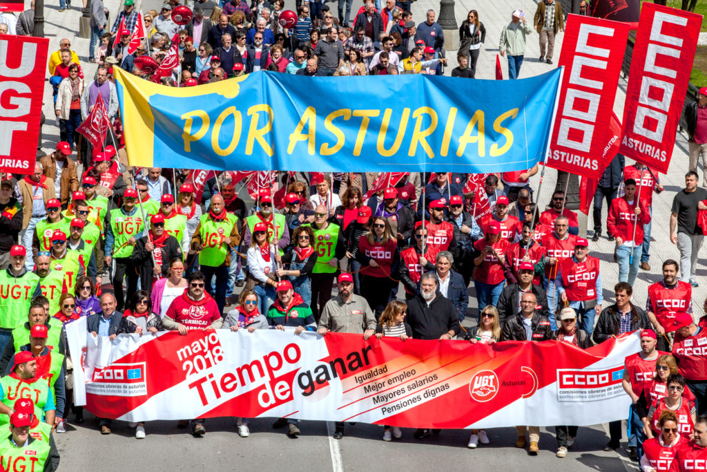 Manifestacion del 1 de mayo en Langreo. Asturias. 2018.