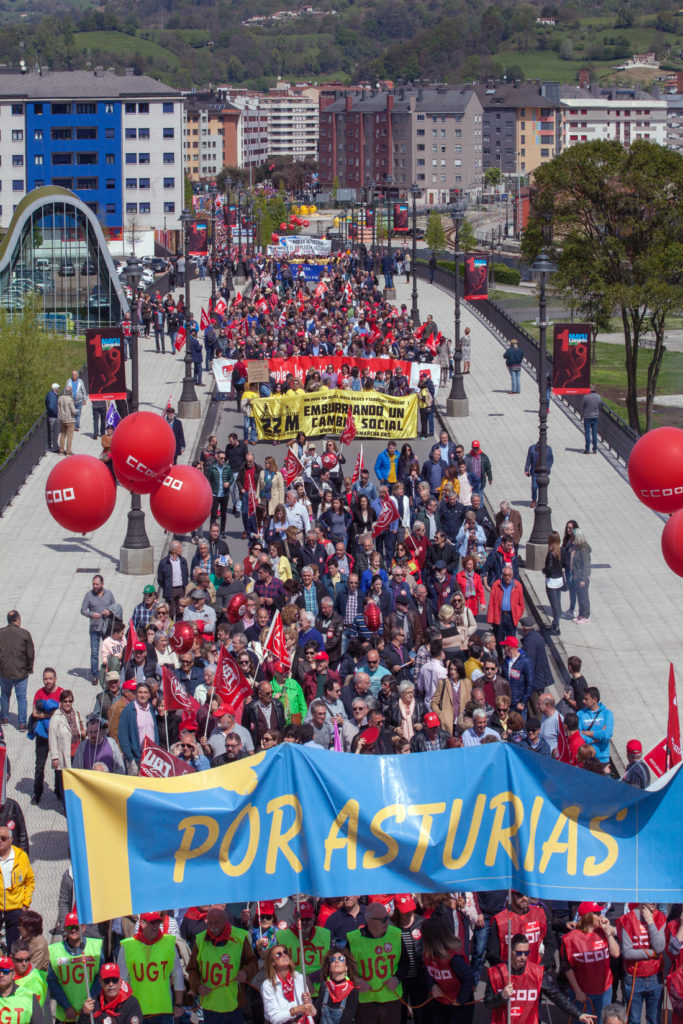 Manifestacion del 1 de mayo en Langreo. Asturias. 2018.