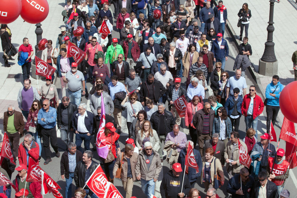 Manifestacion del 1 de mayo en Langreo. Asturias. 2018.