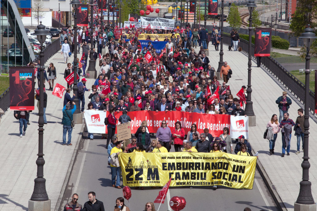Manifestacion del 1 de mayo en Langreo. Asturias. 2018.