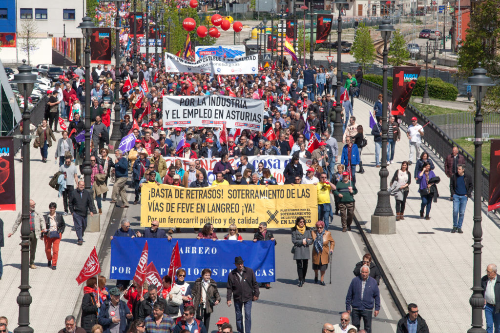 Manifestacion del 1 de mayo en Langreo. Asturias. 2018.