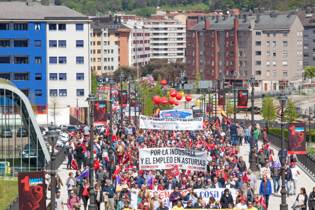 Manifestacion del 1 de mayo en Langreo. Asturias. 2018.