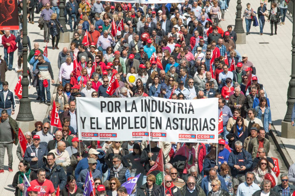 Manifestacion del 1 de mayo en Langreo. Asturias. 2018.