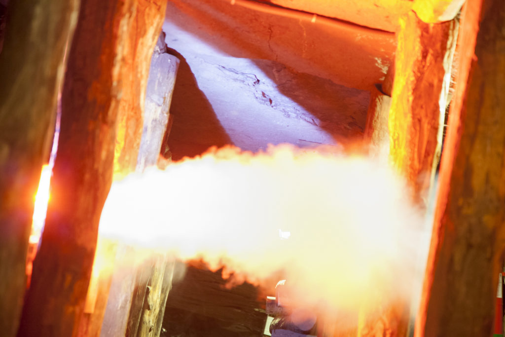 Simulación de una explosión dentro de la mina, en el Museo Minero de Escucha, en el interior de la antigua mina de lignito, llamada «Se Verá». Escucha. Teruel 2018