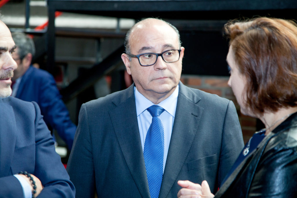 Jose Luis Leandro, Presidente del Consejo General de Colegios Oficiales de Ingenieros Técnicos de Minas y Grados, durante la celebración del 60 Aniversario del Colegio de Ingenieros Técnicos de Minas. Museo de la Minería El Entrego. San Martín del Rey Aurelio 2018