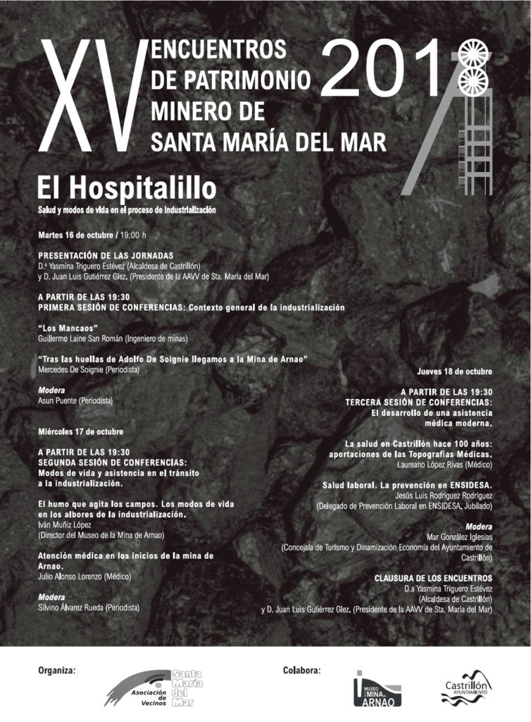 Cartel de los XV Encuentros de Patrimonio Minero de Santa María del Mar. Mina Museo de Arnao. Castrillón 2018