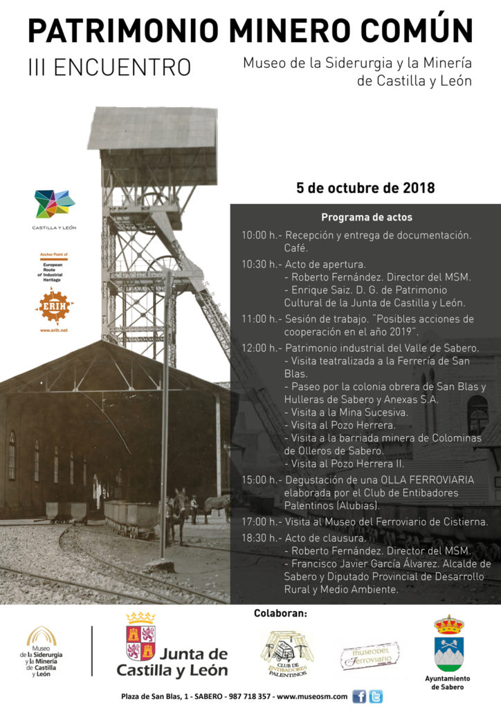 Cartel de los III Encuentros de Patrimonio Minero Común, celebrado en el Museo de la Siderurgia de Castilla y León. Octubre 2018
