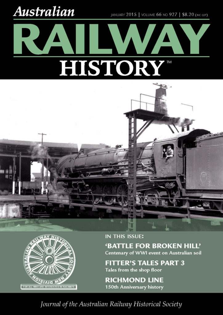 Portada de la revista Australian Railway History. Enero 2015