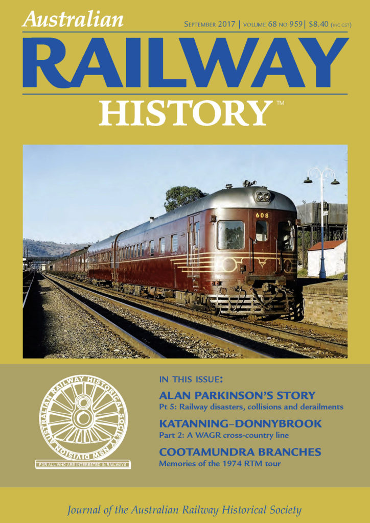 Portada de la revista Australian Railway History. Septiembre 2017