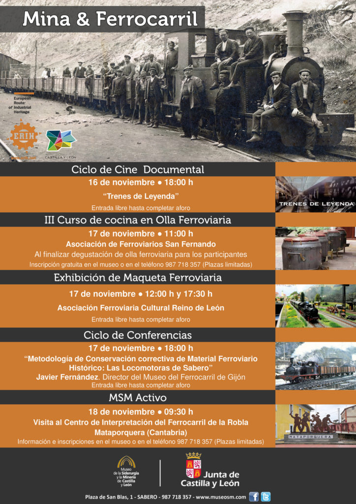 Cartel de las actividades, durante el mes de Noviembre. Mina y Ferrocarril, en el Museo de la Minería de Castilla y León. Sabero 2018