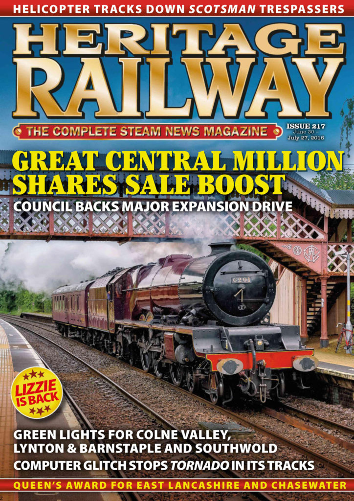 Portada de la revista Heritage Railway. Numero 217. Junio – Julio 2016