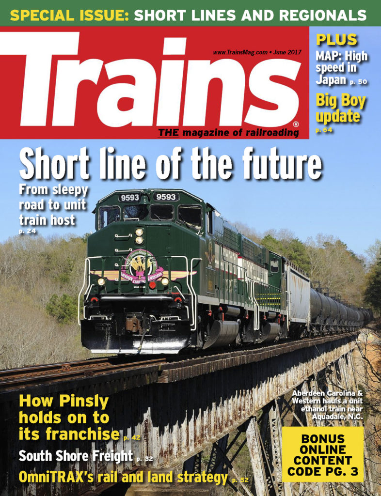 Portada de la revista Trains de Junio 2017