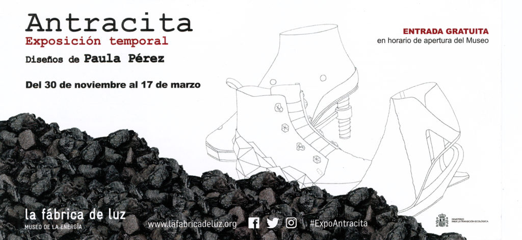 Folleto de la Exposición “Antracita” de Paula Pérez, en La Fabrica de Luz. Museo de la Energía. Ponferrada. León 2018