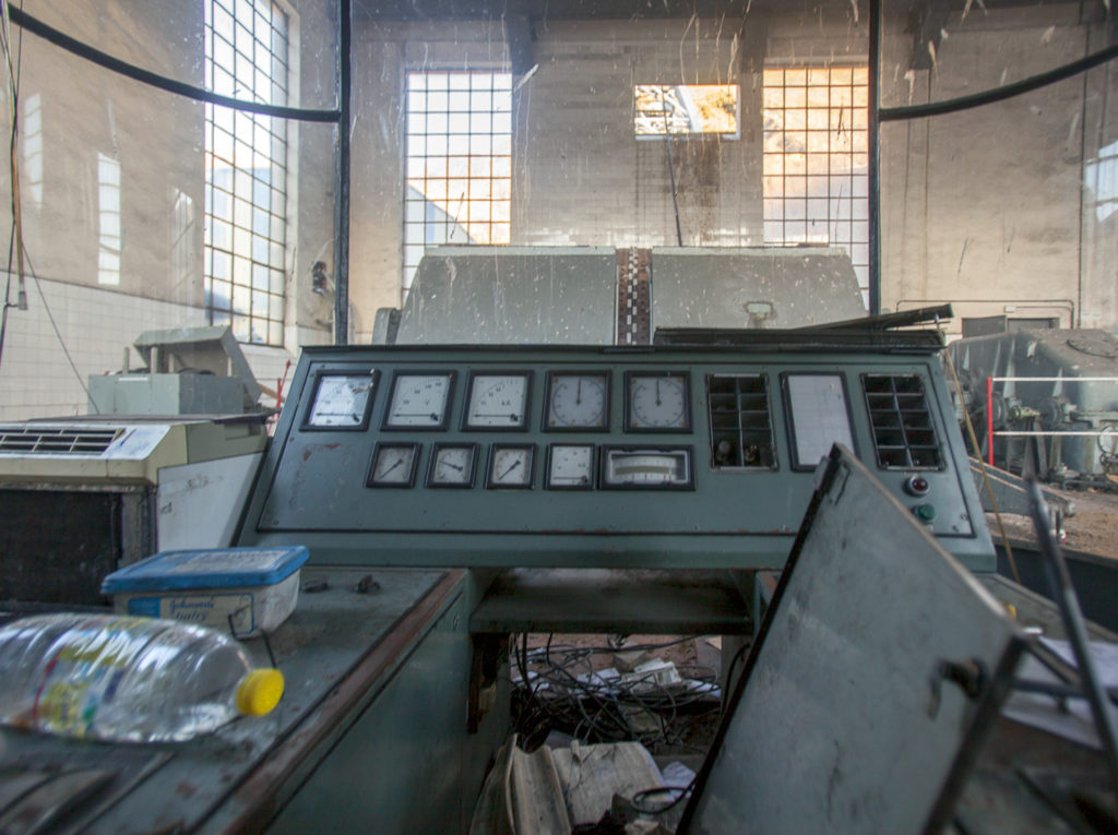 Sala de maquinas del Pozo Calderón de la MSP, Villager de Laciana, Villablino, León 2017