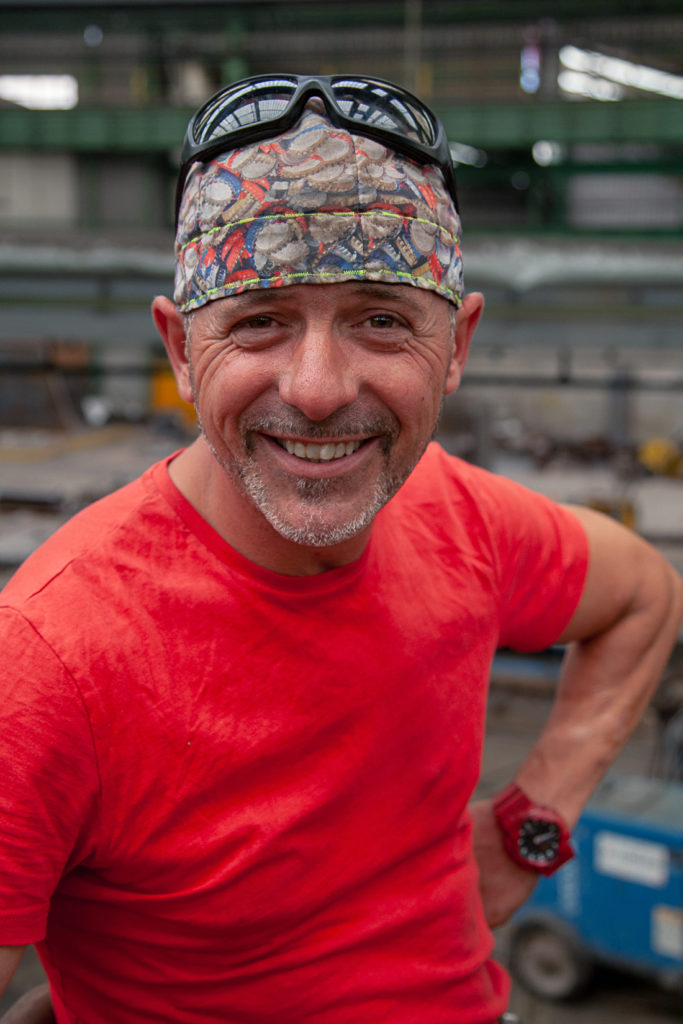 Últimos trabajadores de la factoría industrial de Construcciones Navales del Norte. La Naval. Sestao. Vizcaya 2019