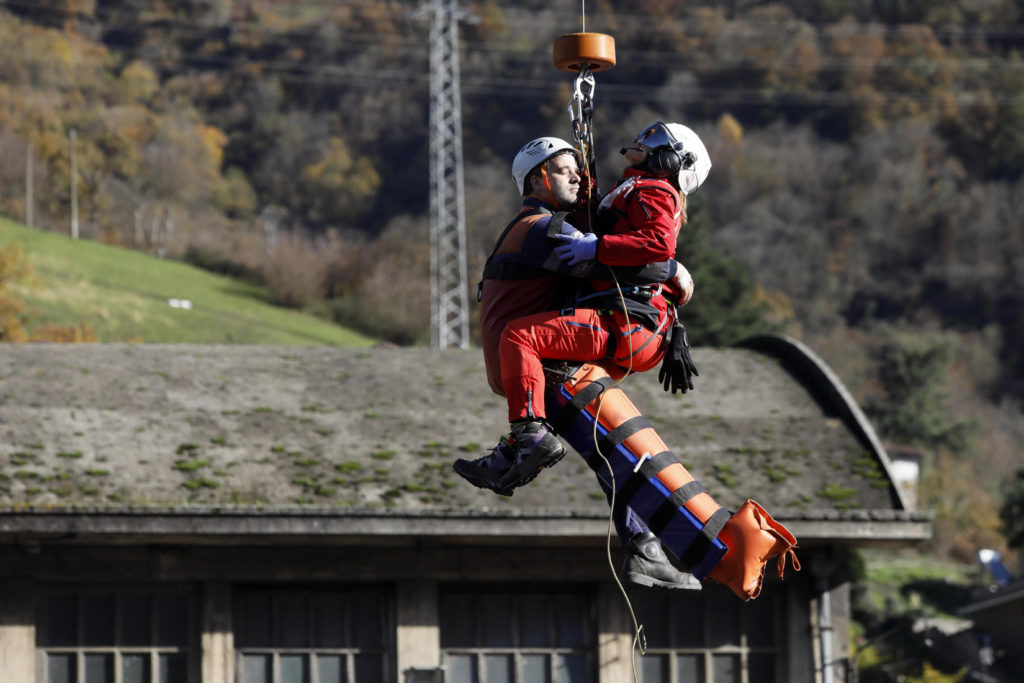 Simulacro de emergencias en el Pozo Santiago. Aller. Asturias 2019