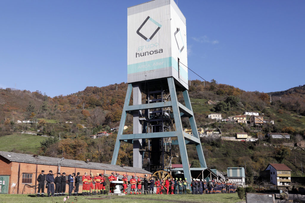 Simulacro de emergencias en el Pozo Santiago. Aller. Asturias 2019