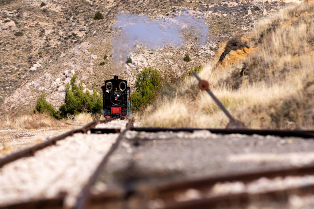 Tren minero del Parque Temático de la Minería y el Ferrocarril de Utrillas. Teruel 2019