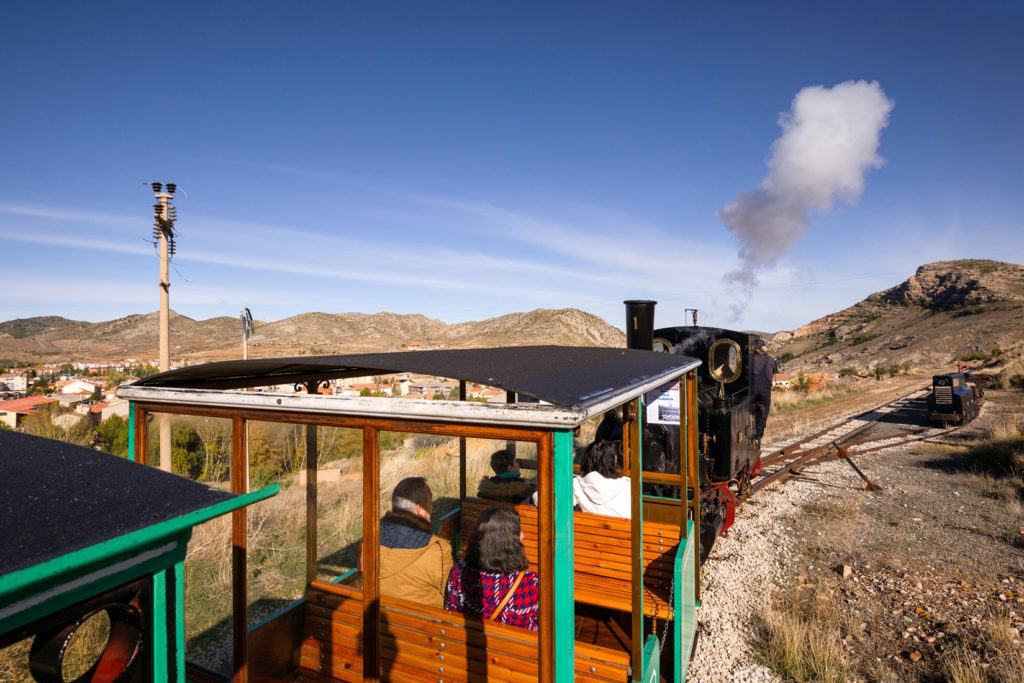 Tren minero del Parque Temático de la Minería y el Ferrocarril de Utrillas. Teruel 2019