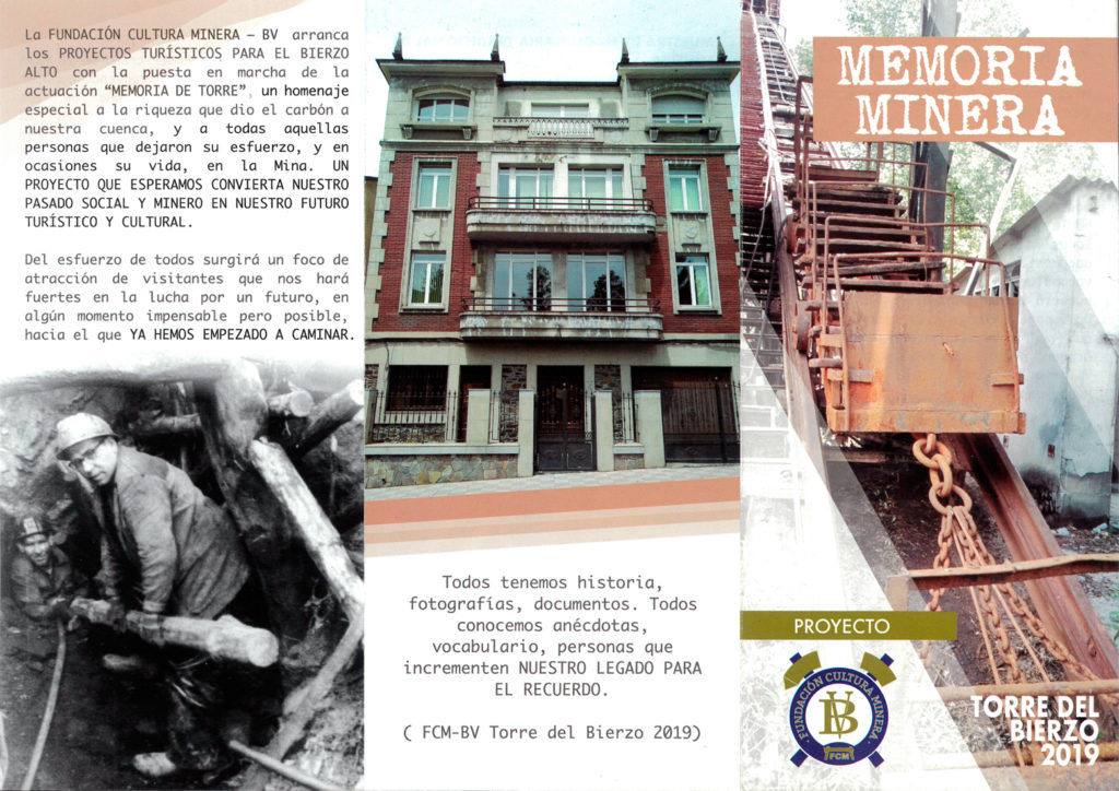 Folleto Fundacion Cultura Minera. Torre del Bierzo. Leon 2019