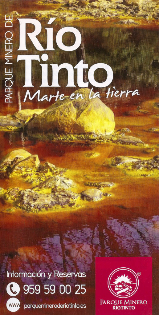 Folleto del Parque Minero de Río Tinto. Marte en la Tierra. Huelva.