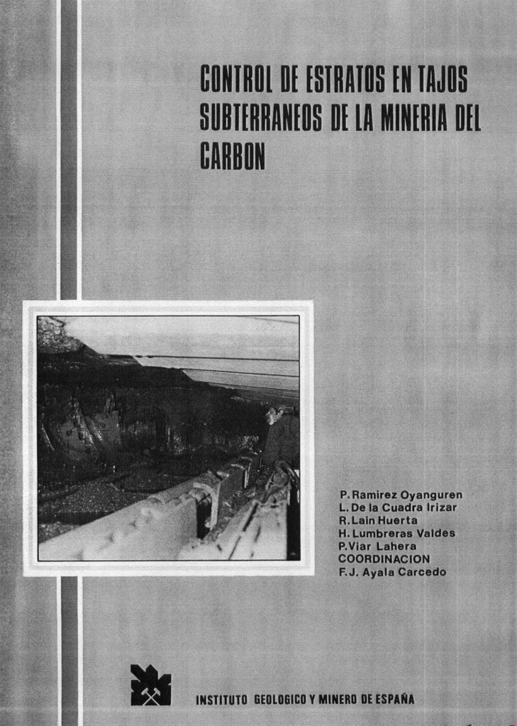 Portada del libro Control de estratos en tajos subterráneos de la minería del carbón, de varios autores. Madrid. 1985.