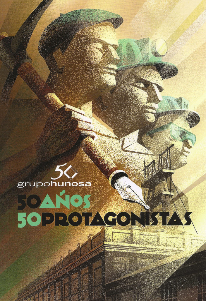 Portada del libro Hunosa. 50 años, 50 protagonistas, de varios autores. Asturias. 2018