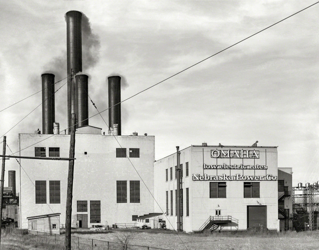 Factoria de la Companía de energía Nebraska Power Co, Omaha. EEUU. 1938