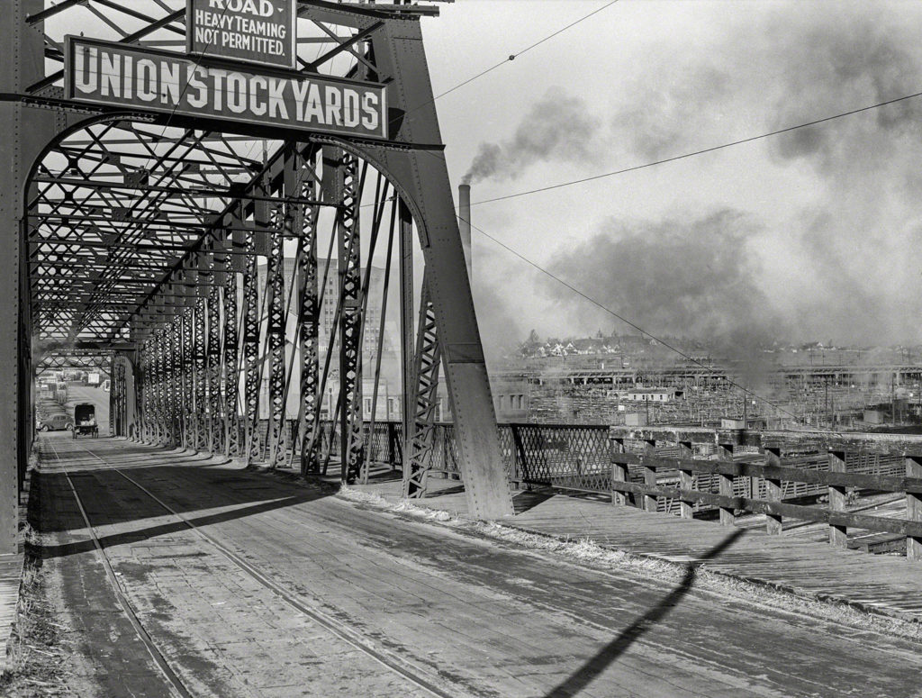 Entrada a Unión Stockyards. Omaha, Nebraska. EEUU. 1938