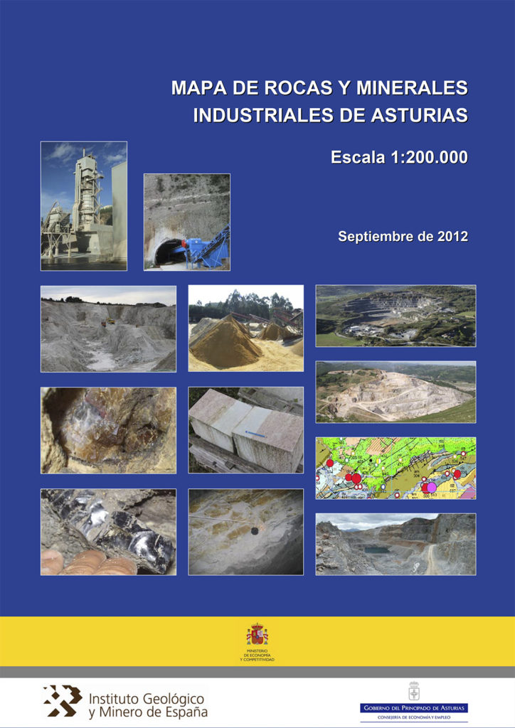 Portada del libro Mapa de rocas y minerales industriales de Asturias, de varios autores. Madrid. 2012