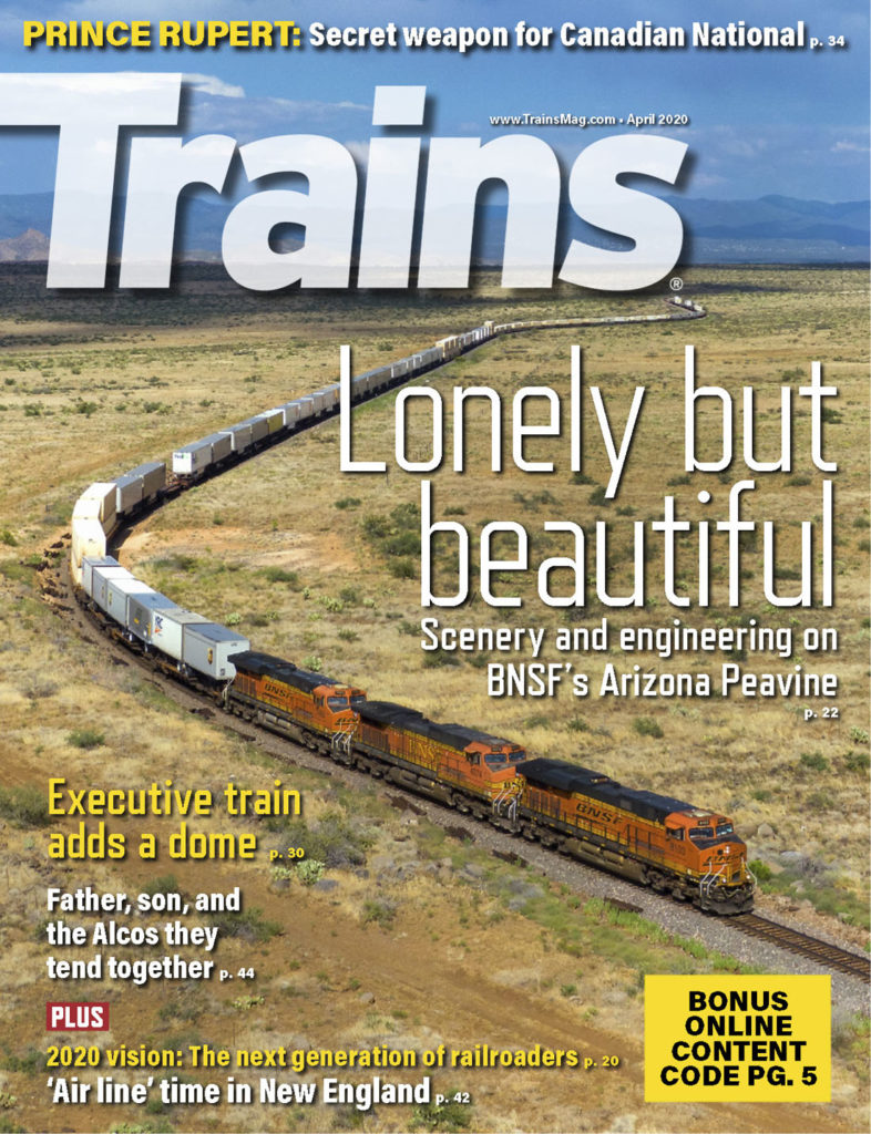 Portada de la revista Trains de Abril 2020