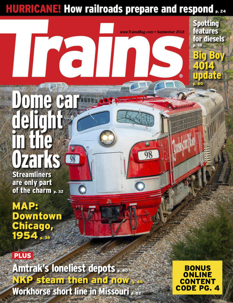 Portada de la revista Trains de Septiembre 2018