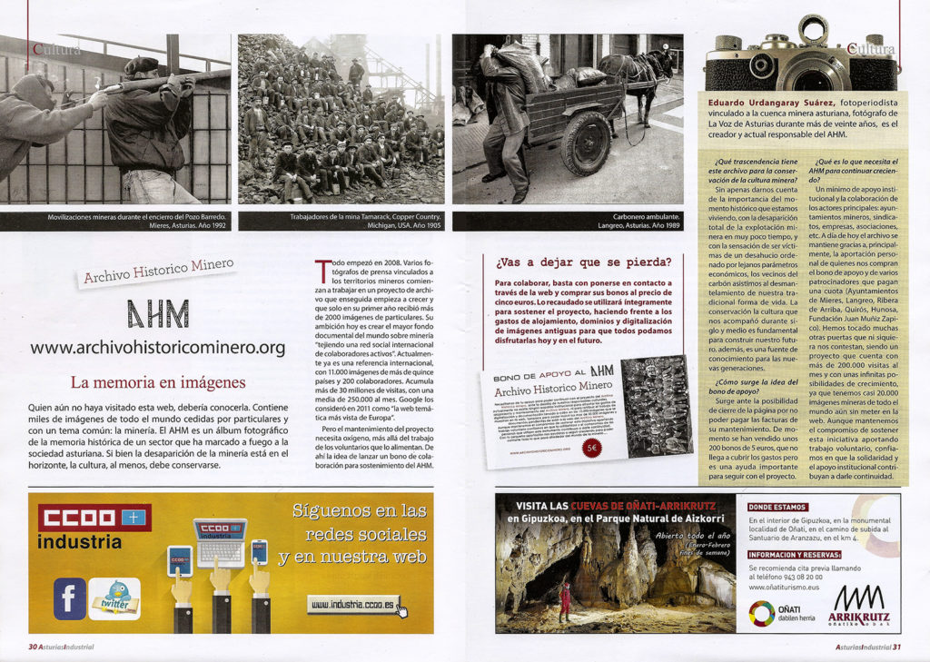 Artículo sobre el Archivo Histórico Minero publicado en la Revista Asturias Industrial 2018