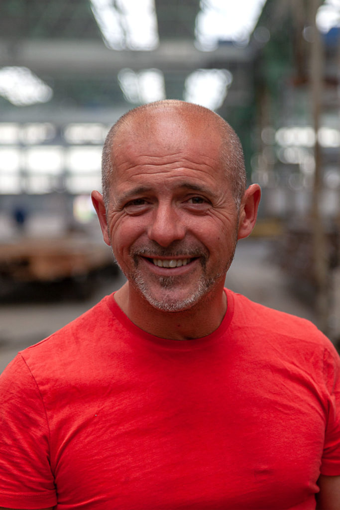 Últimos trabajadores de la factoría industrial de Construcciones Navales del Norte. La Naval. Sestao. Bizkaia 2019
