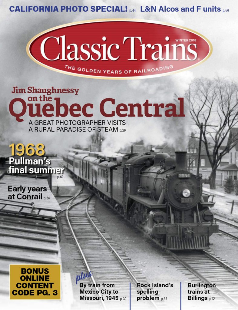 Portada de la revista Classic Trains. Invierno de 2018