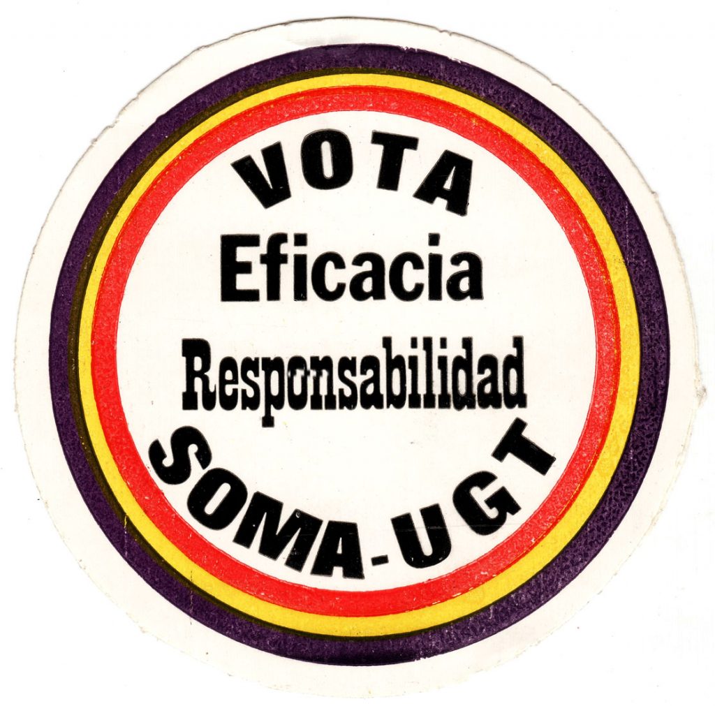 Pegatina de SOMA-UGT. Años 80
