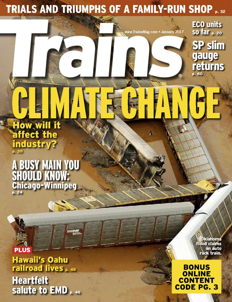 Portada de la revista Trains de Enero 2017