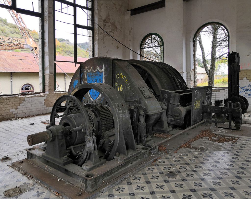 Detalle de la máquina de extracción del Pozo Herrera I. Sahelices de Sabero. Castilla y León. 2019