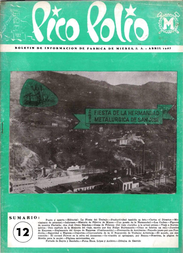 Revista Pico Polio, boletín de información de Fábrica de Mieres, Nº12. Abril 1957