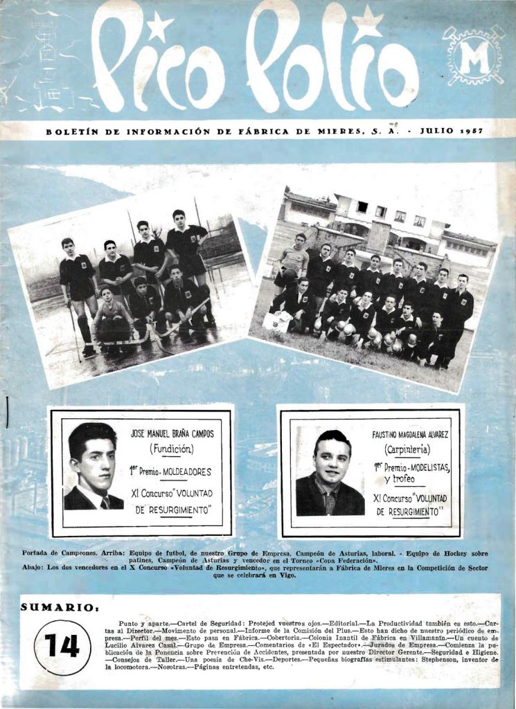 Revista Pico Polio, boletín de información de Fábrica de Mieres, Nº14. Julio 1957