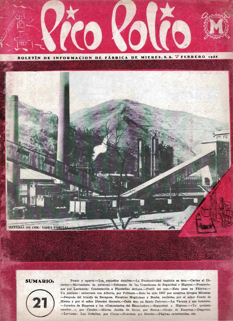 Revista Pico Polio, boletín de información de Fábrica de Mieres, Nº21. Febrero 1958