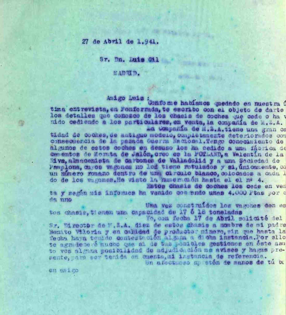 Correspondencia Comercial Carbones Viloria. Documento 10. Tomo 4. 15 pag. Año 1941