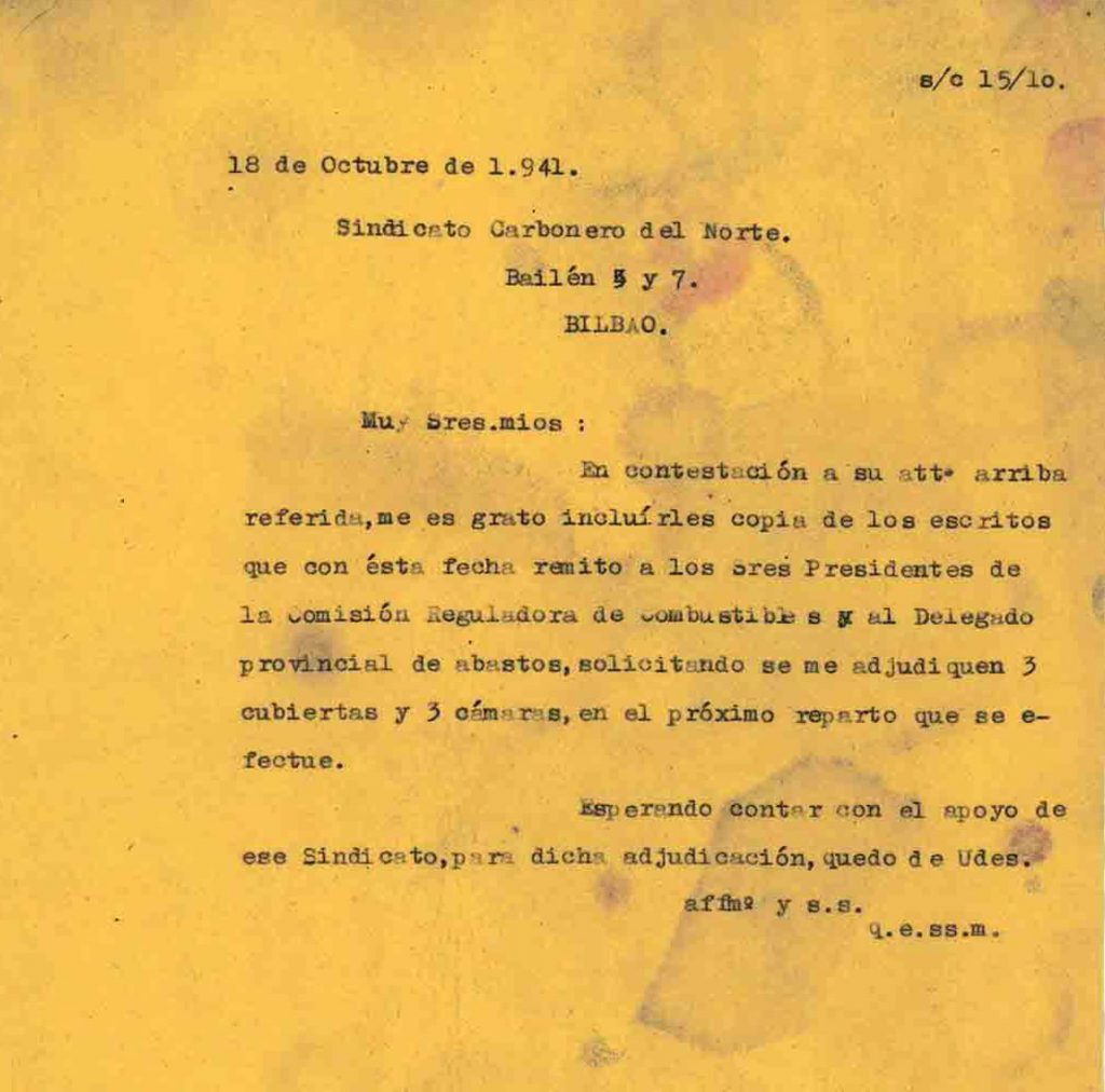 Correspondencia Comercial Carbones Viloria. Documento 13. Tomo 1. 9 pag. Años 1941-1942