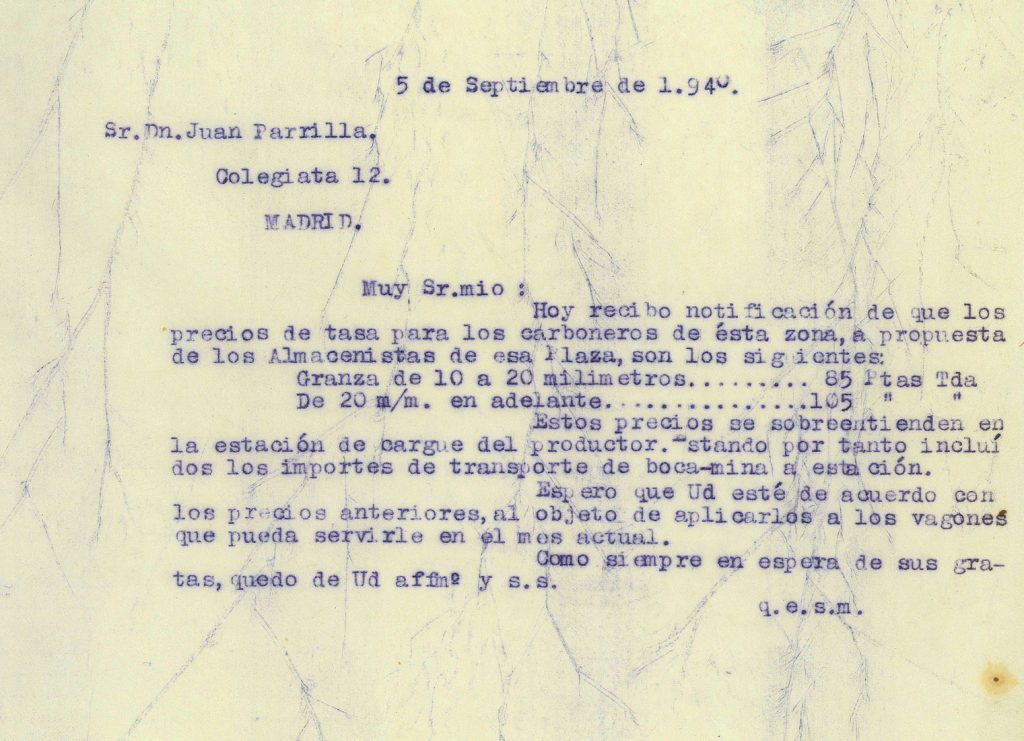Correspondencia Comercial Carbones Viloria. Documento 2. Tomo 2. 19 pag. Año 1940
