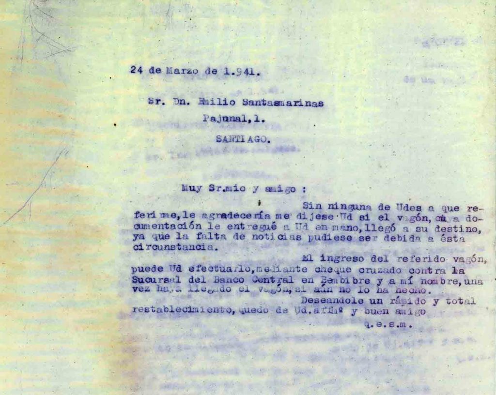 Correspondencia Comercial Carbones Viloria. Documento 2. Tomo 4. 15 pag. Años 1940 – 1941 – 1943