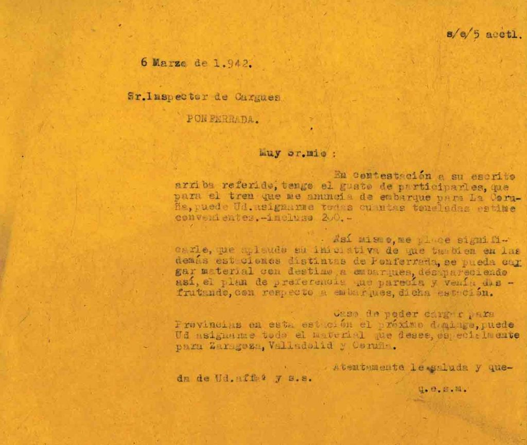 Correspondencia Comercial Carbones Viloria. Documento 5. Tomo 3. 15 pag. Años 1941 – 1942