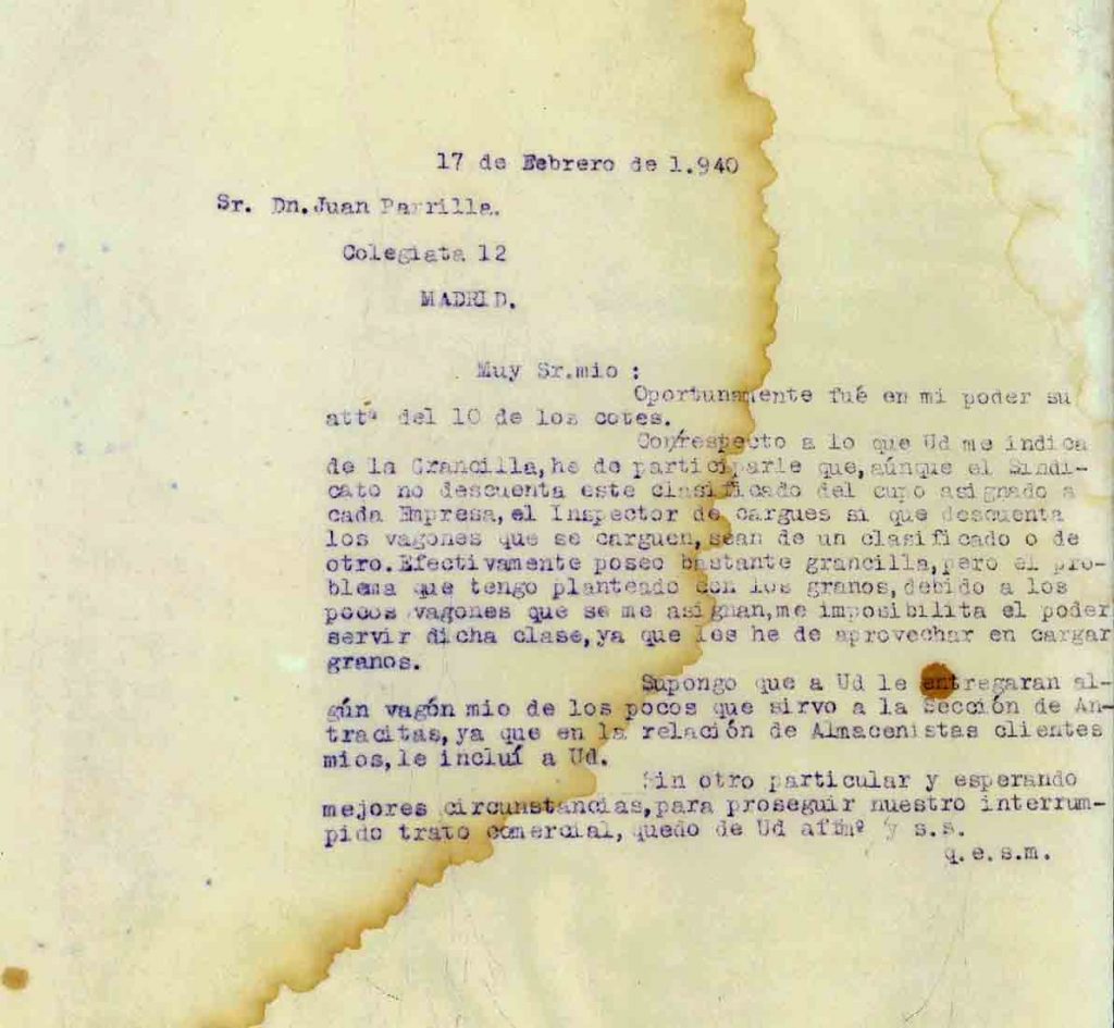 Correspondencia Comercial Carbones Viloria. Documento 5. Tomo 4. 15 pag. Años 1940 – 1941 – 1943
