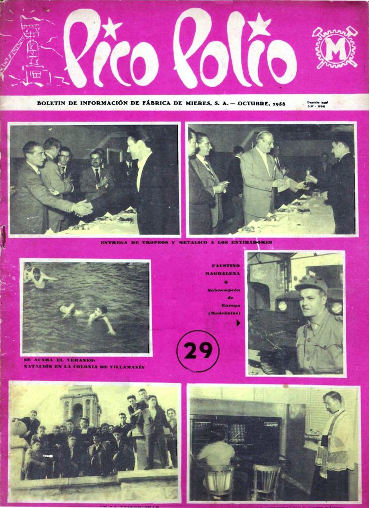 Revista Pico Polio, boletín de información de Fábrica de Mieres, Nº29. Octubre 1958