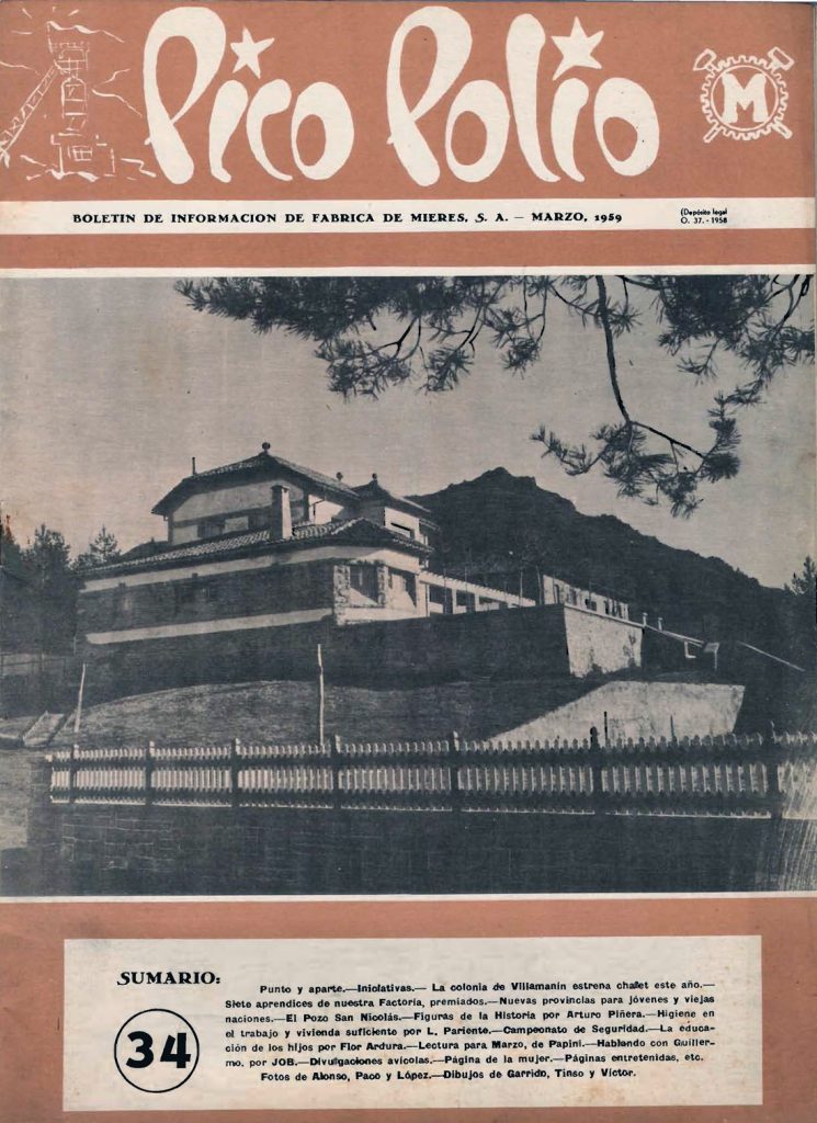 Revista Pico Polio, boletín de información de Fábrica de Mieres, Nº34. Marzo 1959