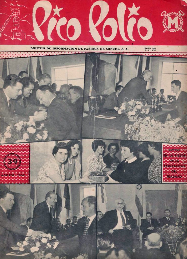 Revista Pico Polio, boletín de información de Fábrica de Mieres, Nº39. Agosto 1959